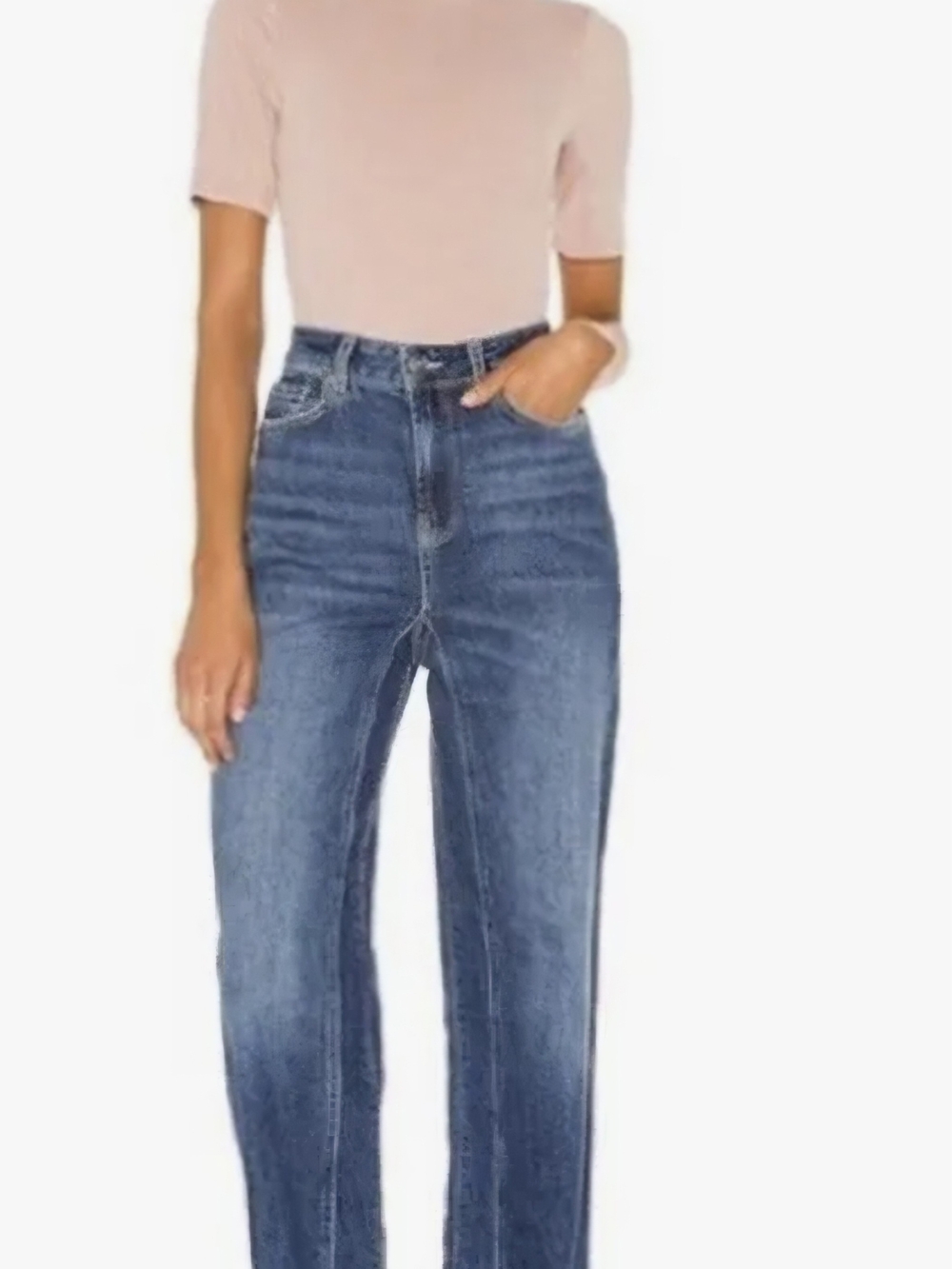 We The Free High-Rise Straight Leg Jeans in Medium Blue